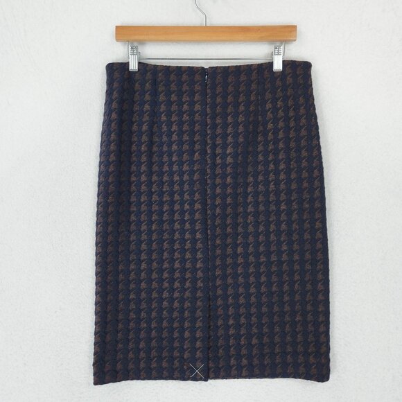 Ann Taylor Skirt Womens 10 Navy Blue Pencil Textured Jacquard Houndstooth NEW - Picture 6 of 11